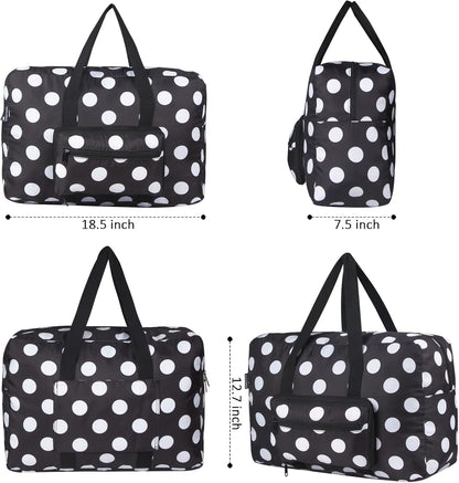 Travel Foldable Waterproof Duffel Bag - Lightweight Carry on Luggage Tote Duffel Bag(Black Floral)