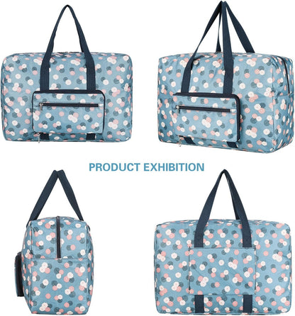 Travel Foldable Waterproof Duffel Bag - Lightweight Carry on Luggage Tote Duffel Bag(Black Floral)