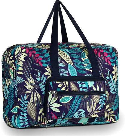 Travel Foldable Waterproof Duffel Bag - Lightweight Carry on Luggage Tote Duffel Bag(Black Floral)