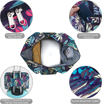Travel Foldable Waterproof Duffel Bag - Lightweight Carry on Luggage Tote Duffel Bag(Black Floral)