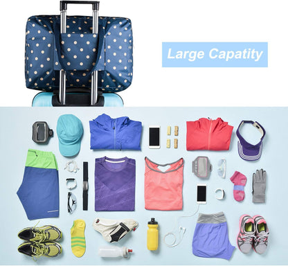 Travel Foldable Waterproof Duffel Bag - Lightweight Carry on Luggage Tote Duffel Bag(Black Floral)