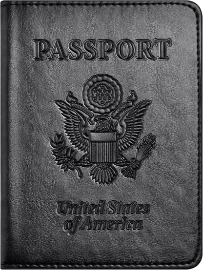 Eoehro Passport Holder for Travel Essentials, Passport Wallet Cover Case for Travel Must Haves Accessories,Passport Book Holders for Women and Men(black)