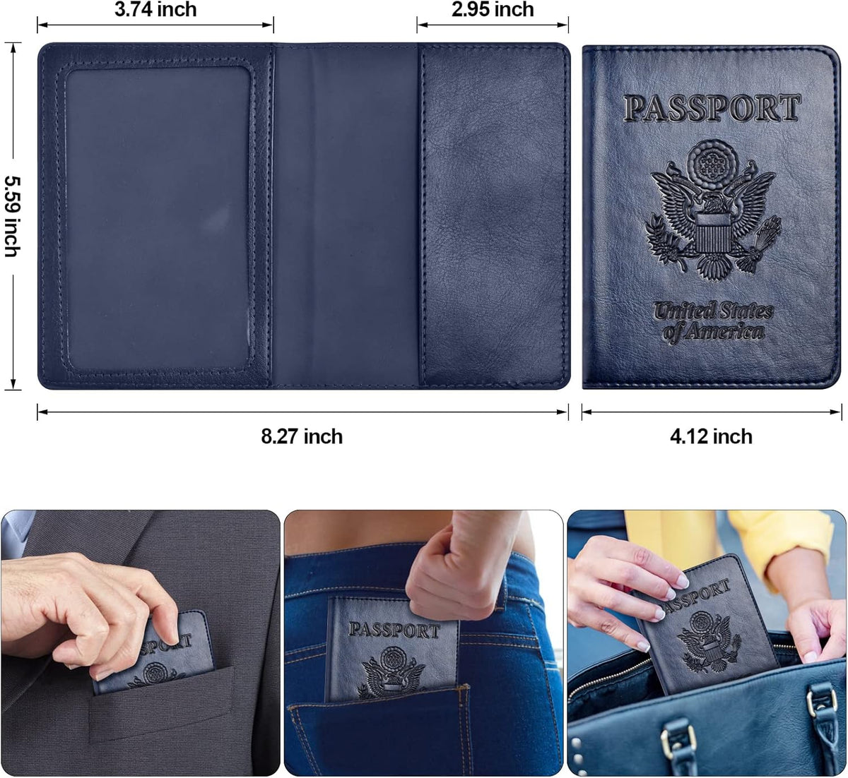 Eoehro Passport Holder for Travel Essentials, Passport Wallet Cover Case for Travel Must Haves Accessories,Passport Book Holders for Women and Men(black)