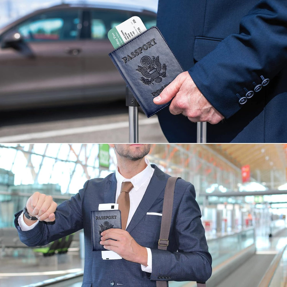 Eoehro Passport Holder for Travel Essentials, Passport Wallet Cover Case for Travel Must Haves Accessories,Passport Book Holders for Women and Men(black)
