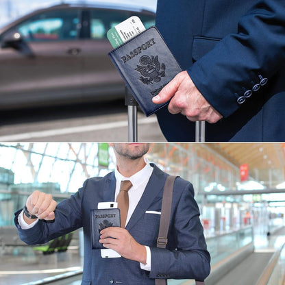Eoehro Passport Holder for Travel Essentials, Passport Wallet Cover Case for Travel Must Haves Accessories,Passport Book Holders for Women and Men(black)
