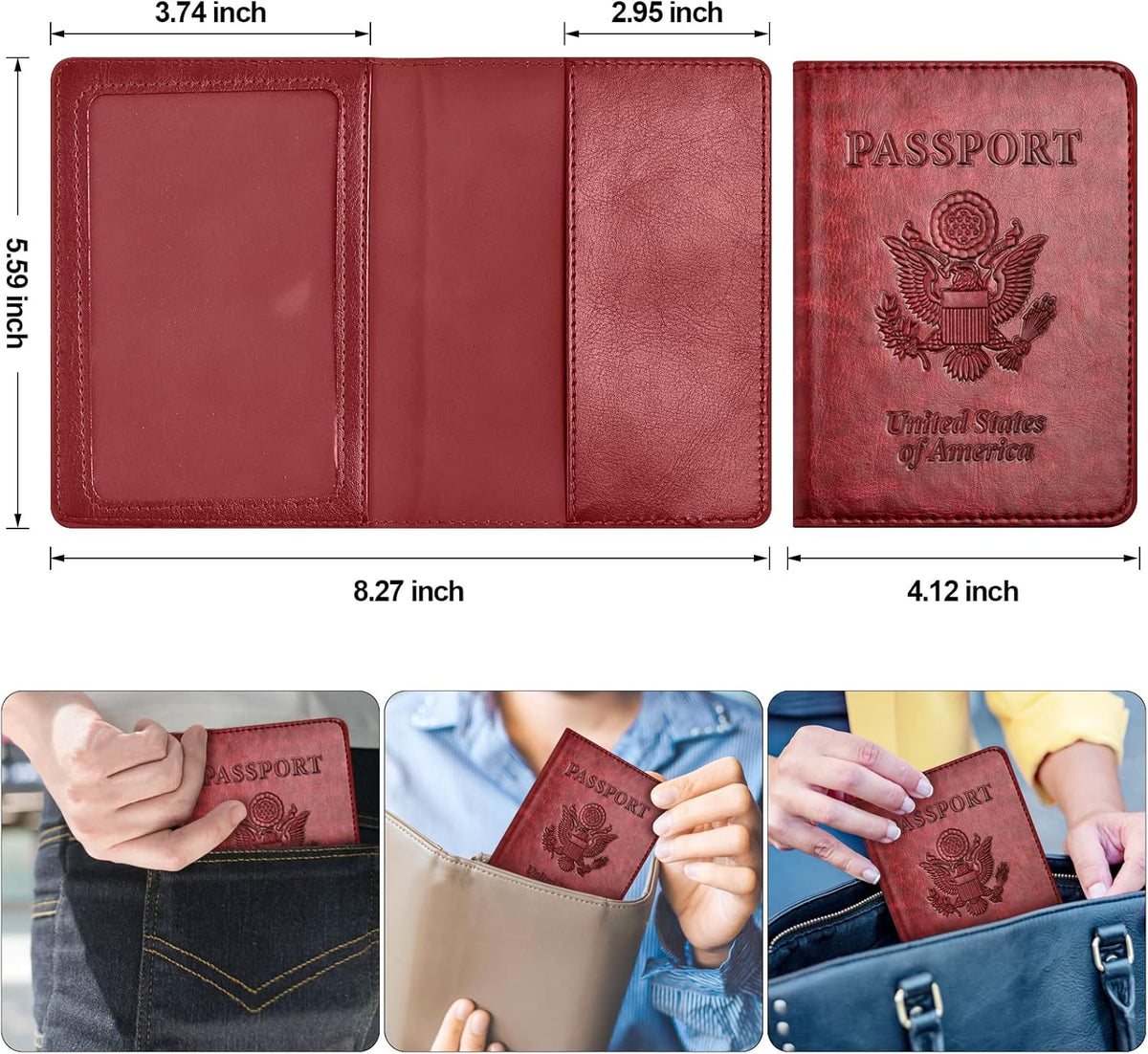 Eoehro Passport Holder for Travel Essentials, Passport Wallet Cover Case for Travel Must Haves Accessories,Passport Book Holders for Women and Men(black)