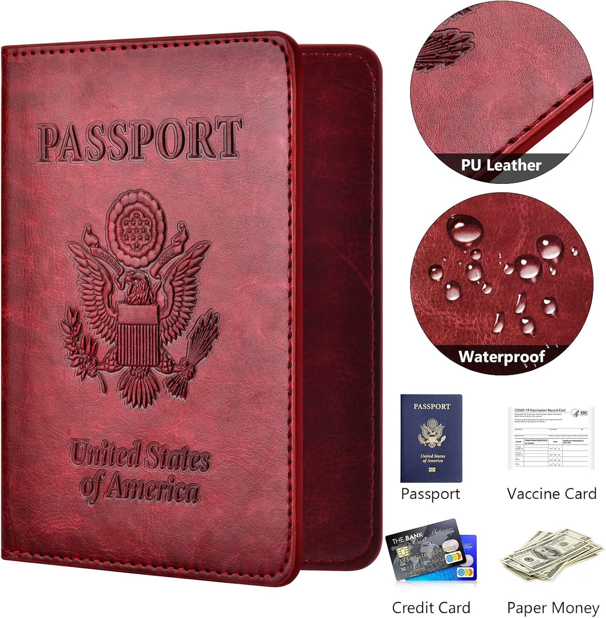 Eoehro Passport Holder for Travel Essentials, Passport Wallet Cover Case for Travel Must Haves Accessories,Passport Book Holders for Women and Men(black)