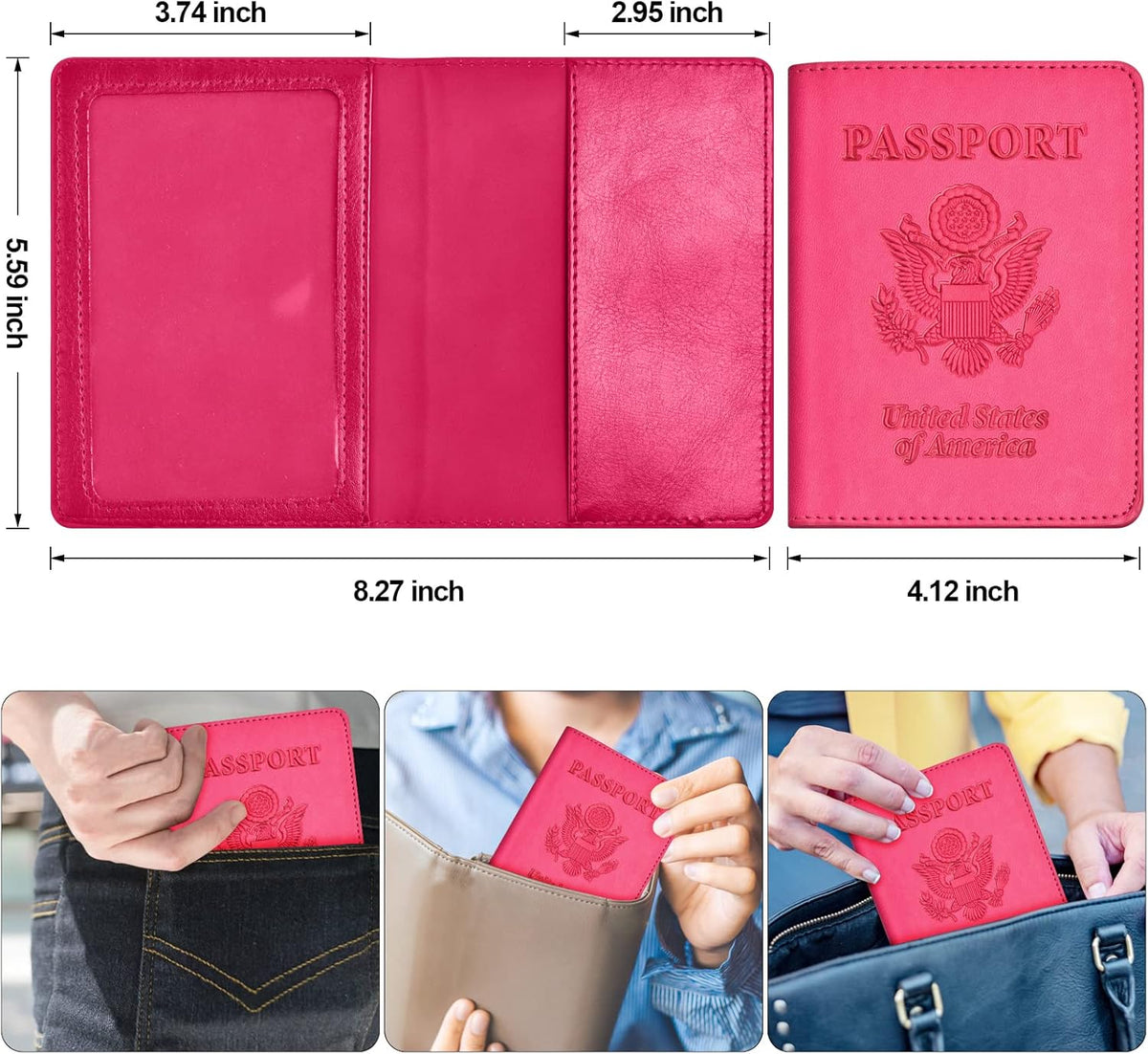 Eoehro Passport Holder for Travel Essentials, Passport Wallet Cover Case for Travel Must Haves Accessories,Passport Book Holders for Women and Men(black)