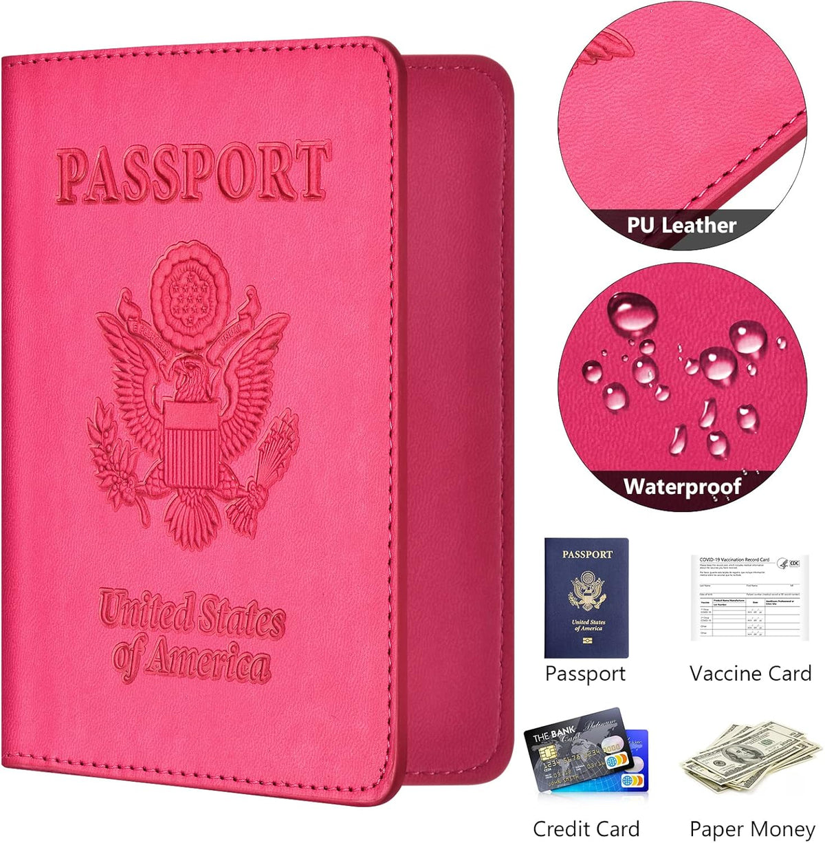 Eoehro Passport Holder for Travel Essentials, Passport Wallet Cover Case for Travel Must Haves Accessories,Passport Book Holders for Women and Men(black)