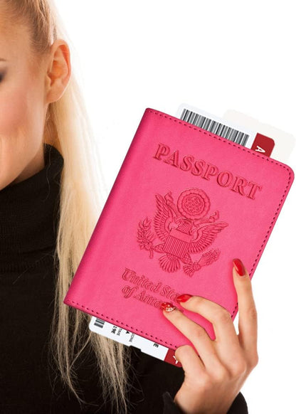 Eoehro Passport Holder for Travel Essentials, Passport Wallet Cover Case for Travel Must Haves Accessories,Passport Book Holders for Women and Men(black)