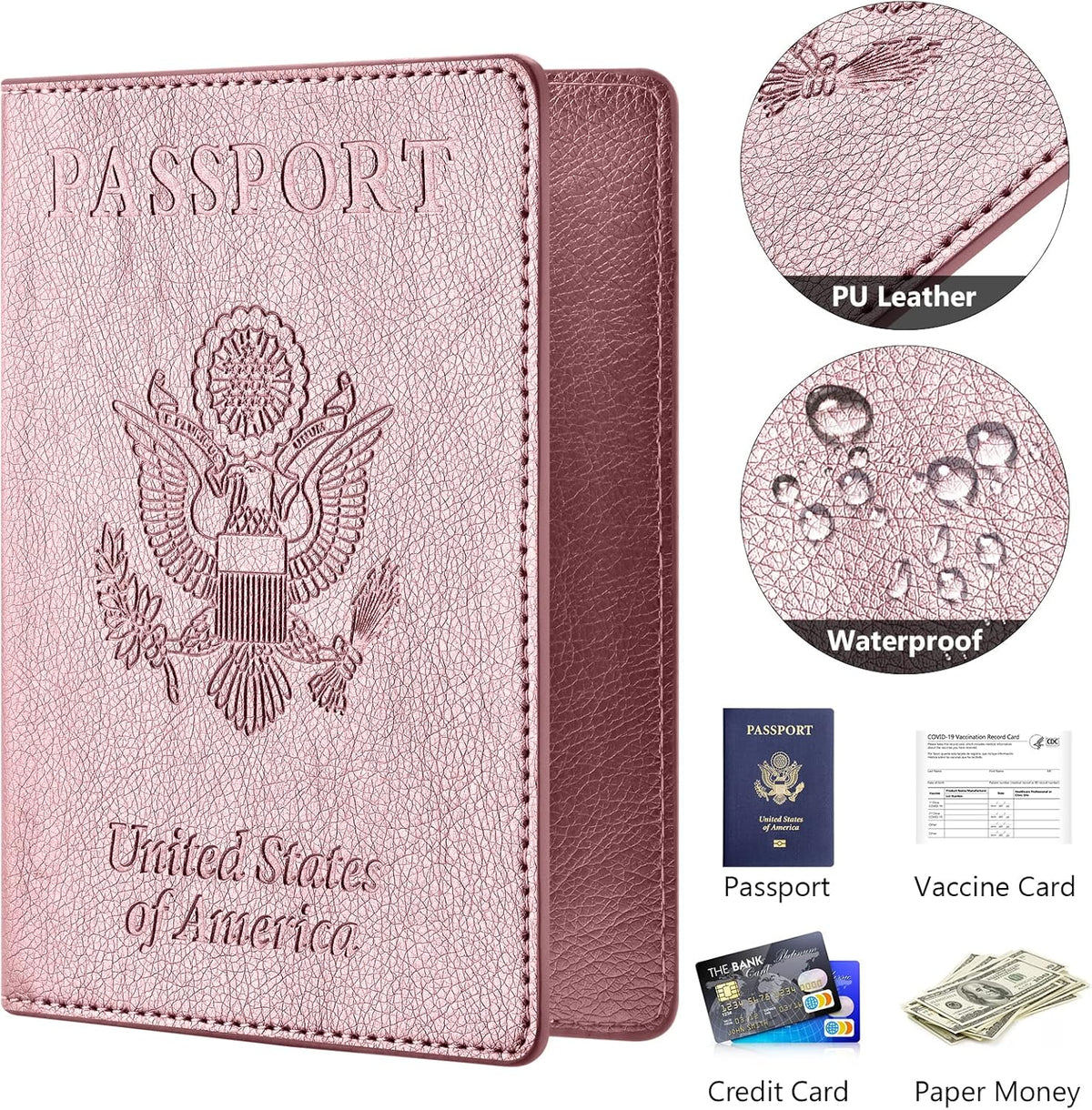 Eoehro Passport Holder for Travel Essentials, Passport Wallet Cover Case for Travel Must Haves Accessories,Passport Book Holders for Women and Men(black)