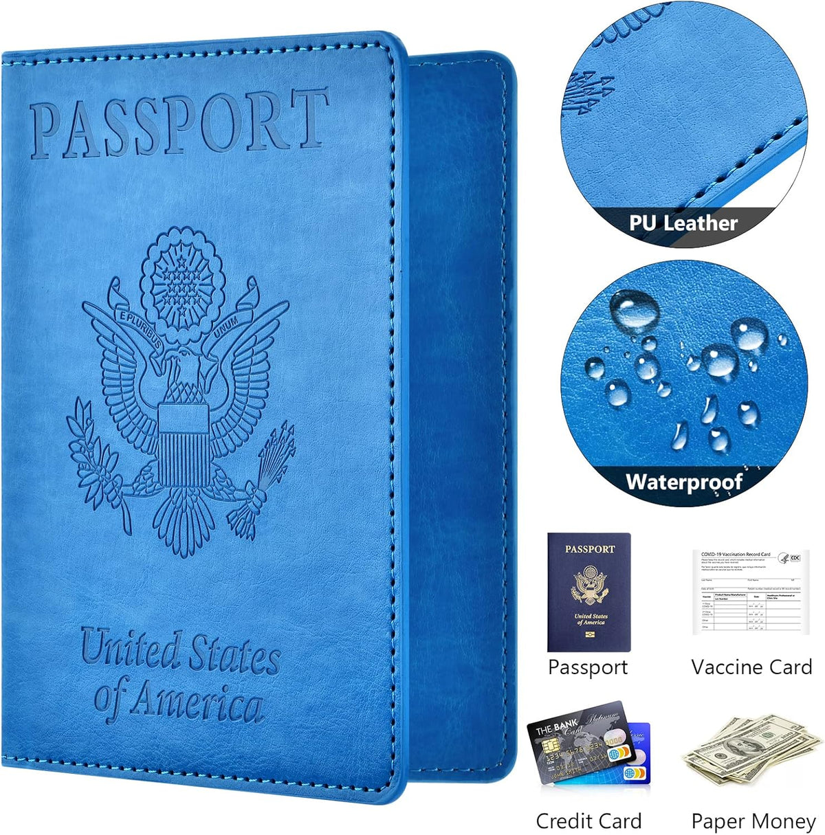 Eoehro Passport Holder for Travel Essentials, Passport Wallet Cover Case for Travel Must Haves Accessories,Passport Book Holders for Women and Men(black)