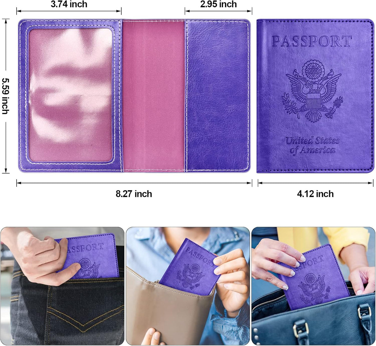Eoehro Passport Holder for Travel Essentials, Passport Wallet Cover Case for Travel Must Haves Accessories,Passport Book Holders for Women and Men(black)