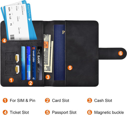 Eoehro Passport Holder for Travel Essentials, Passport Wallet Cover Case for Travel Must Haves Accessories,Passport Book Holders for Women and Men(black)