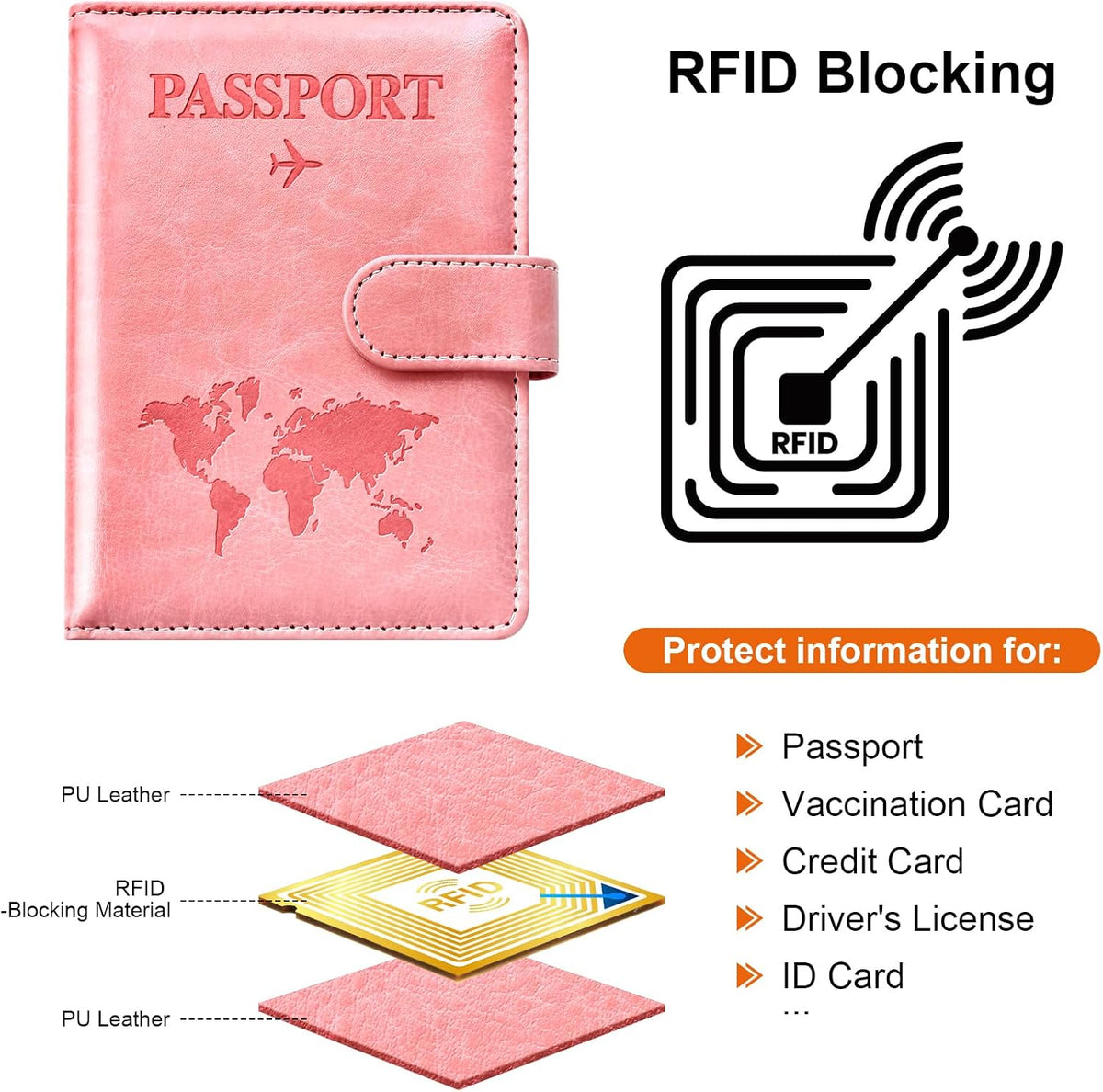 Eoehro Passport Holder for Travel Essentials, Passport Wallet Cover Case for Travel Must Haves Accessories,Passport Book Holders for Women and Men(black)