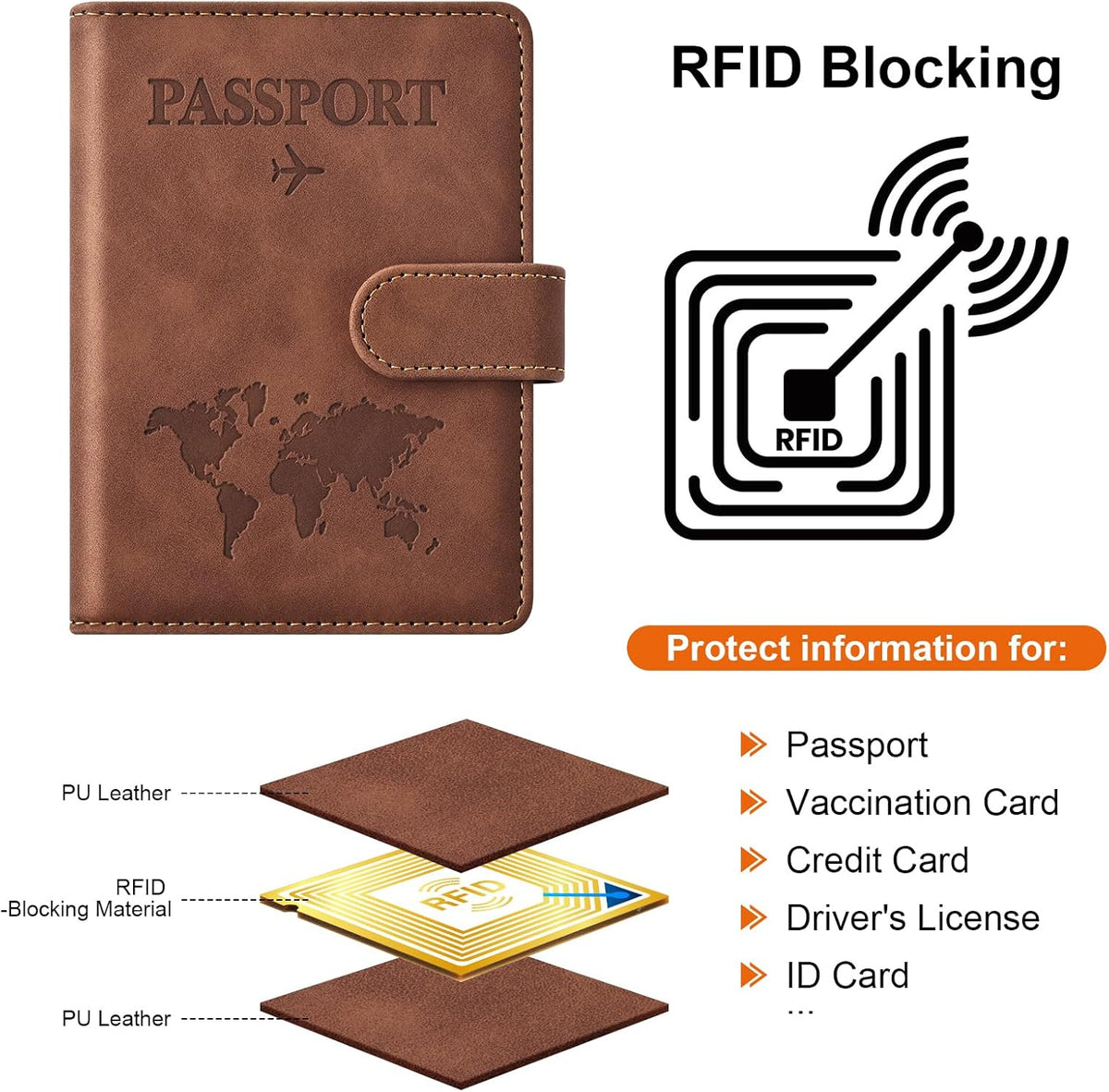 Eoehro Passport Holder for Travel Essentials, Passport Wallet Cover Case for Travel Must Haves Accessories,Passport Book Holders for Women and Men(black)