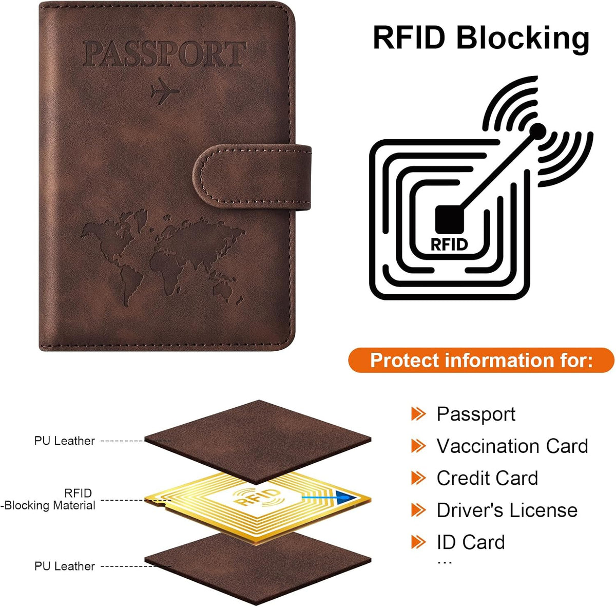 Eoehro Passport Holder for Travel Essentials, Passport Wallet Cover Case for Travel Must Haves Accessories,Passport Book Holders for Women and Men(black)