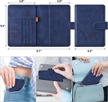 Eoehro Passport Holder for Travel Essentials, Passport Wallet Cover Case for Travel Must Haves Accessories,Passport Book Holders for Women and Men(black)
