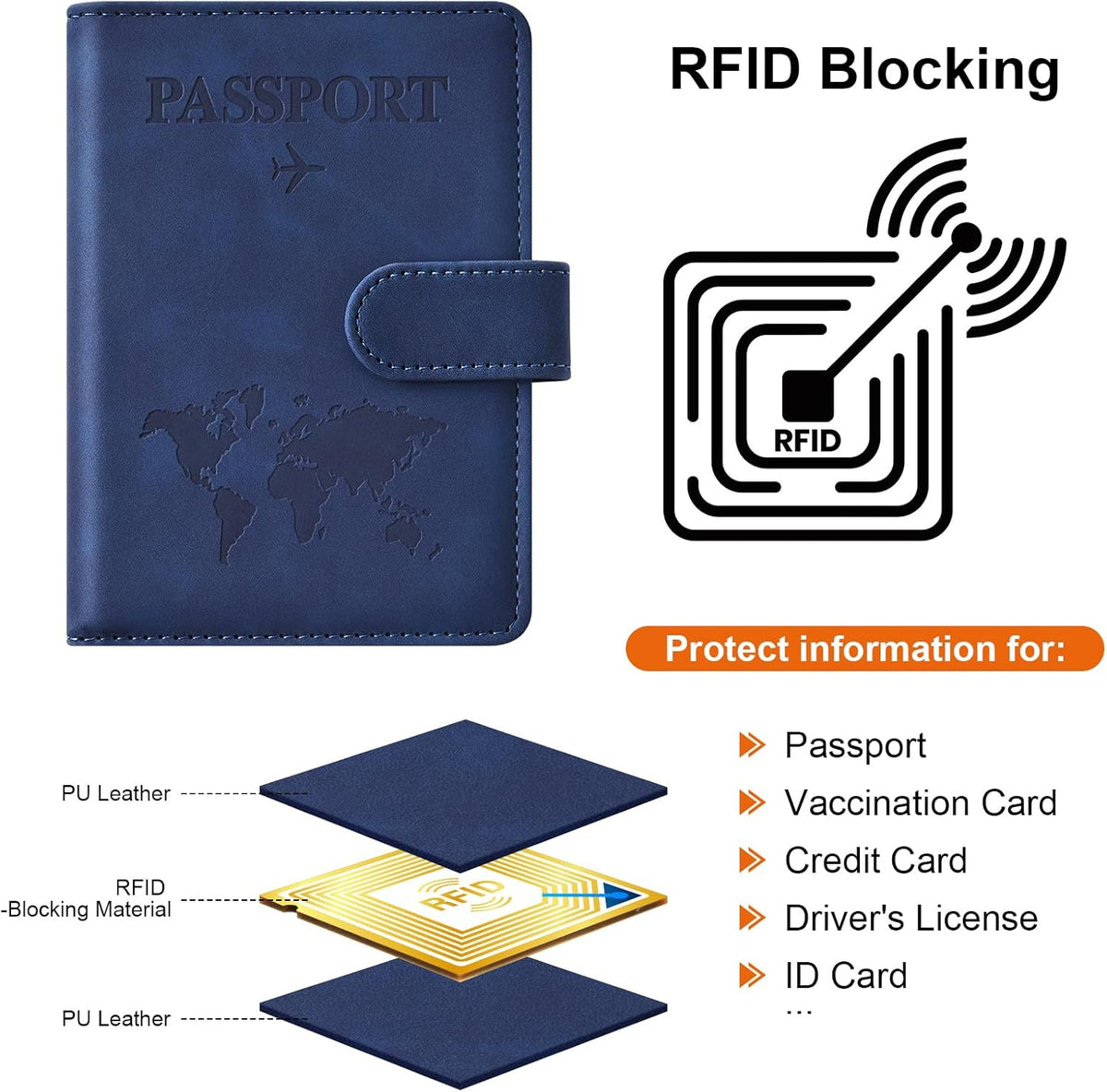 Eoehro Passport Holder for Travel Essentials, Passport Wallet Cover Case for Travel Must Haves Accessories,Passport Book Holders for Women and Men(black)