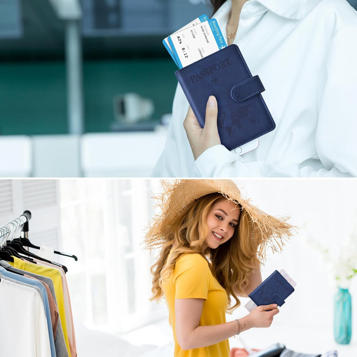 Eoehro Passport Holder for Travel Essentials, Passport Wallet Cover Case for Travel Must Haves Accessories,Passport Book Holders for Women and Men(black)
