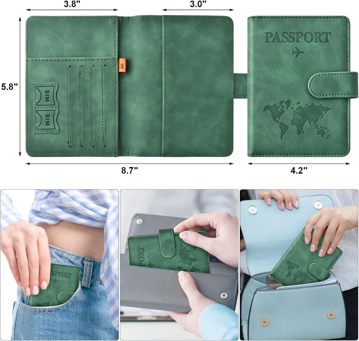 Eoehro Passport Holder for Travel Essentials, Passport Wallet Cover Case for Travel Must Haves Accessories,Passport Book Holders for Women and Men(black)