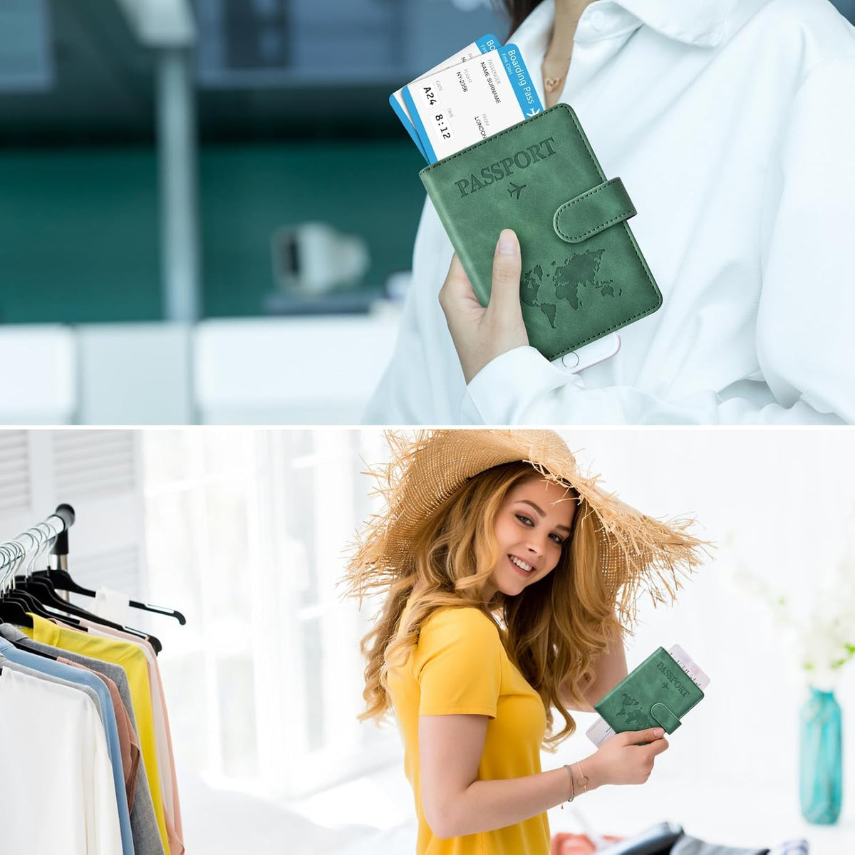 Eoehro Passport Holder for Travel Essentials, Passport Wallet Cover Case for Travel Must Haves Accessories,Passport Book Holders for Women and Men(black)