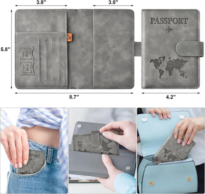 Eoehro Passport Holder for Travel Essentials, Passport Wallet Cover Case for Travel Must Haves Accessories,Passport Book Holders for Women and Men(black)