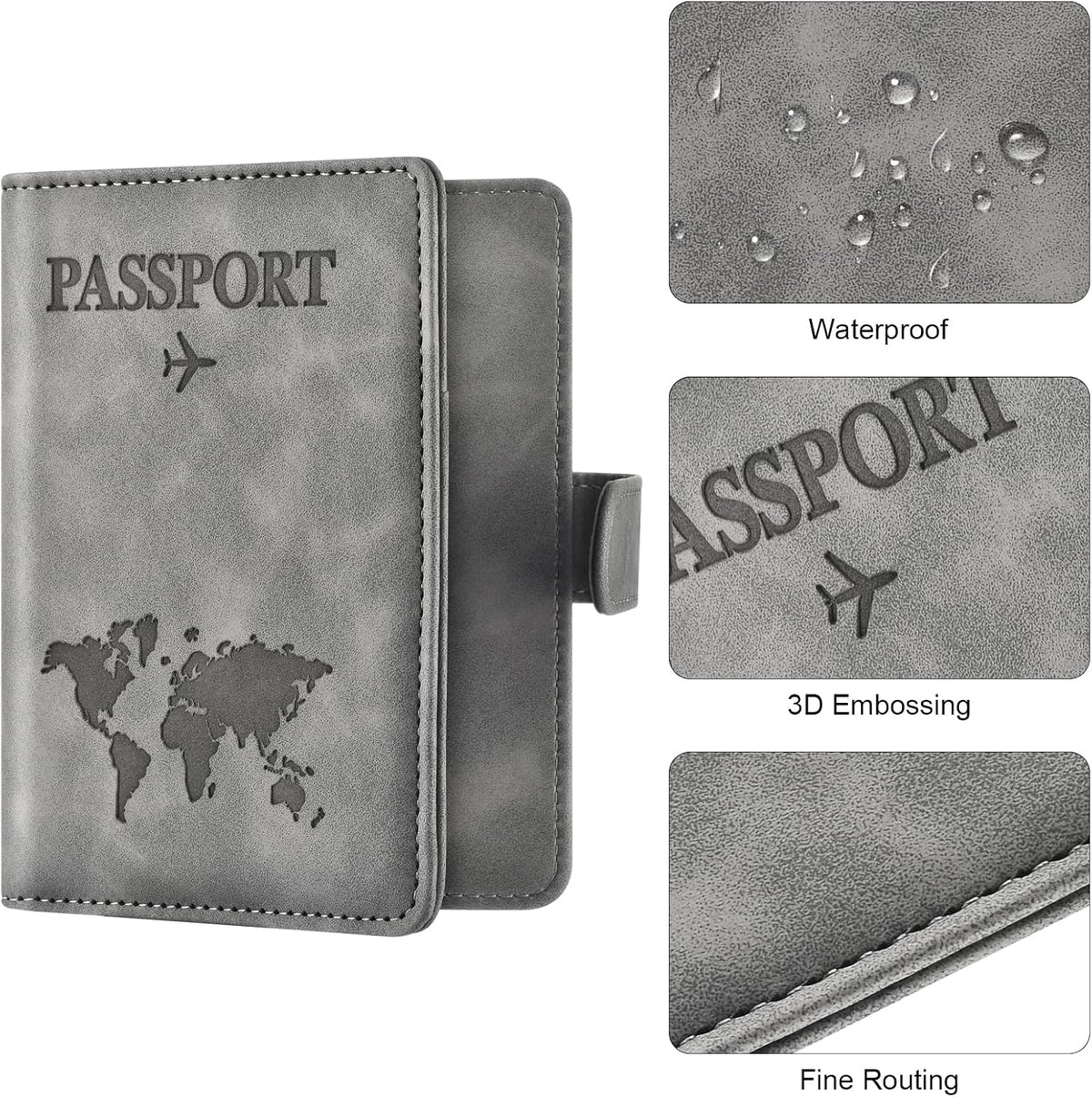 Eoehro Passport Holder for Travel Essentials, Passport Wallet Cover Case for Travel Must Haves Accessories,Passport Book Holders for Women and Men(black)