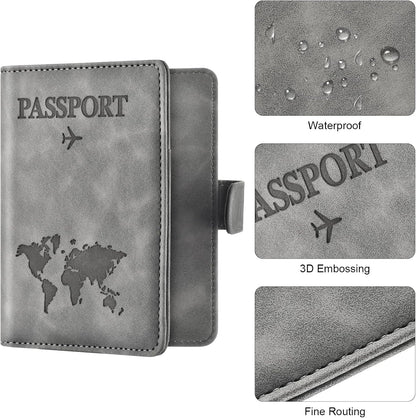 Eoehro Passport Holder for Travel Essentials, Passport Wallet Cover Case for Travel Must Haves Accessories,Passport Book Holders for Women and Men(black)