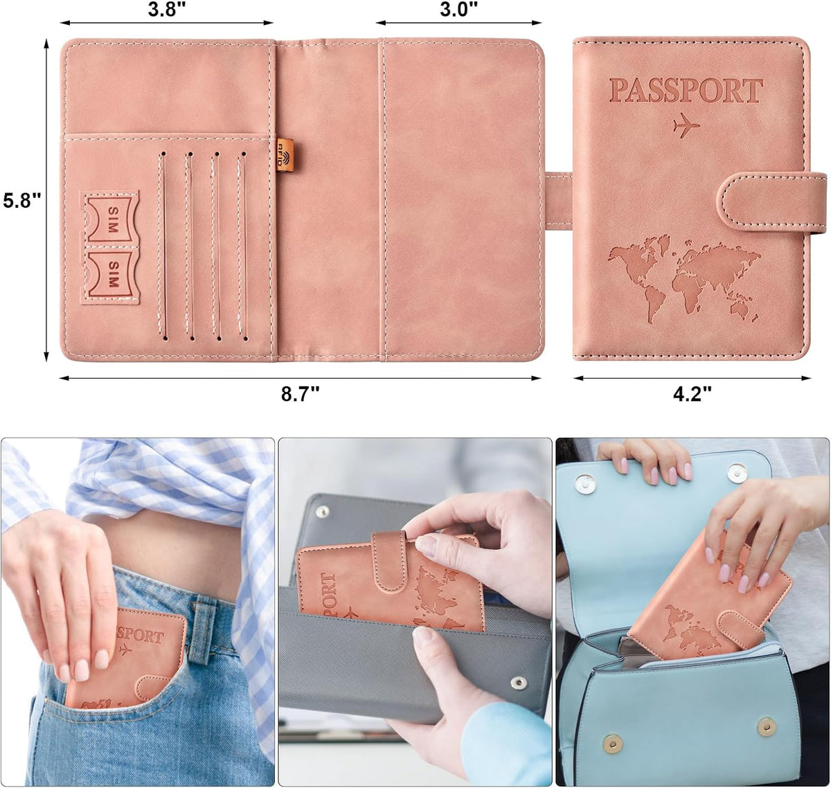 Eoehro Passport Holder for Travel Essentials, Passport Wallet Cover Case for Travel Must Haves Accessories,Passport Book Holders for Women and Men(black)