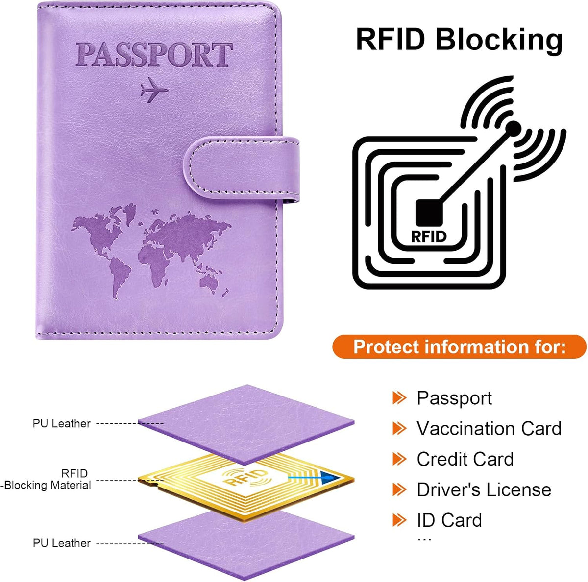 Eoehro Passport Holder for Travel Essentials, Passport Wallet Cover Case for Travel Must Haves Accessories,Passport Book Holders for Women and Men(black)