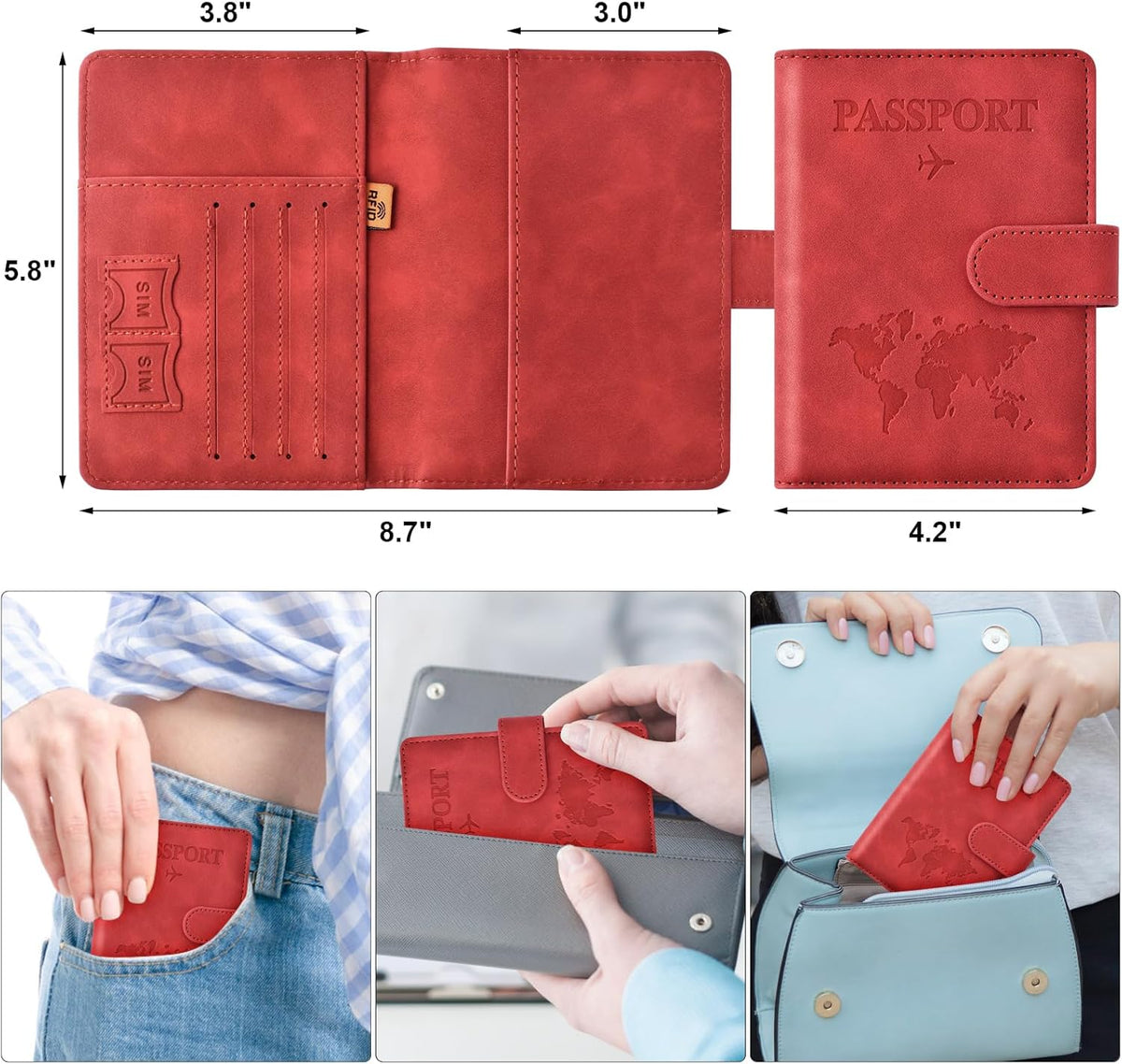 Eoehro Passport Holder for Travel Essentials, Passport Wallet Cover Case for Travel Must Haves Accessories,Passport Book Holders for Women and Men(black)