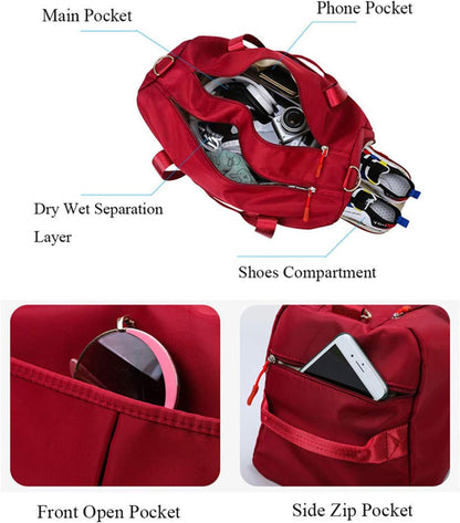 Sports Gym Duffel Bag for Men or Women Waterproof Weekender Travel Bag with Shoes Compartment Dry and Wet Separation for Training Swim Yoga(Blue)