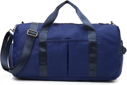 Sports Gym Duffel Bag for Men or Women Waterproof Weekender Travel Bag with Shoes Compartment Dry and Wet Separation for Training Swim Yoga(Blue)