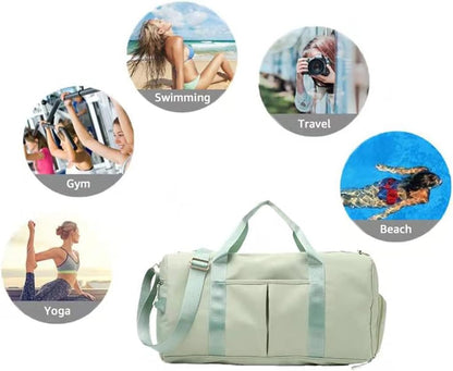 Sports Gym Duffel Bag for Men or Women Waterproof Weekender Travel Bag with Shoes Compartment Dry and Wet Separation for Training Swim Yoga(Blue)