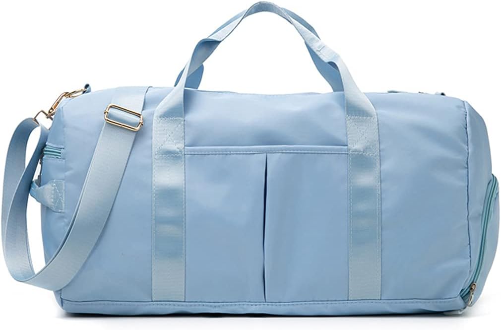 Sports Gym Duffel Bag for Men or Women Waterproof Weekender Travel Bag with Shoes Compartment Dry and Wet Separation for Training Swim Yoga(Blue)