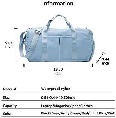 Sports Gym Duffel Bag for Men or Women Waterproof Weekender Travel Bag with Shoes Compartment Dry and Wet Separation for Training Swim Yoga(Blue)
