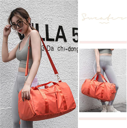 Sports Gym Duffel Bag for Men or Women Waterproof Weekender Travel Bag with Shoes Compartment Dry and Wet Separation for Training Swim Yoga(Blue)