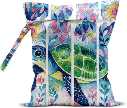 Turtle Wet Bag for Swimsuit Dirty Clothes Yoga Gym Diaper, Wet Dry Bag, Beach Vacation Essential for Travel Poor Bathing Summer Turtle Gifts for Turtle Lovers