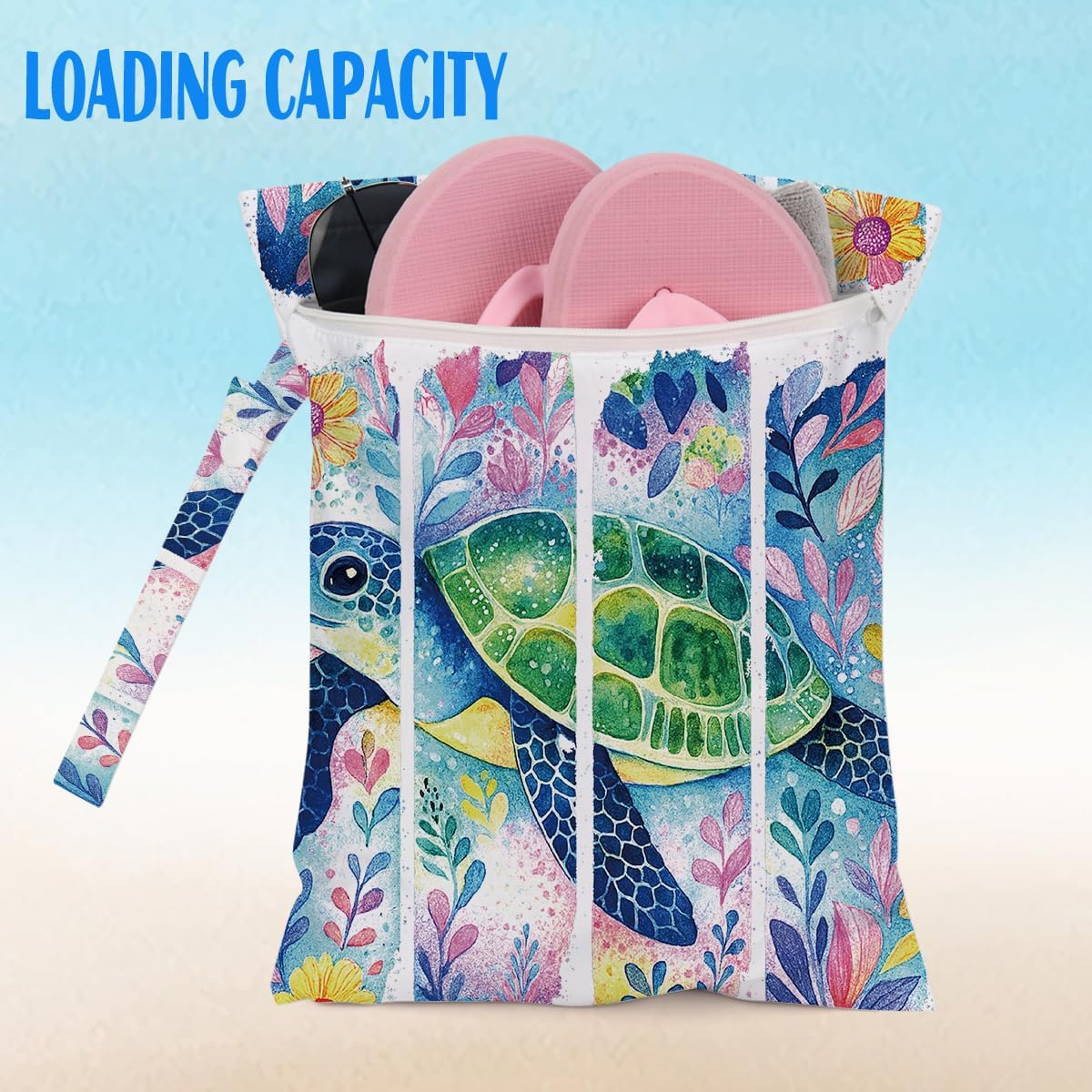 Turtle Wet Bag for Swimsuit Dirty Clothes Yoga Gym Diaper, Wet Dry Bag, Beach Vacation Essential for Travel Poor Bathing Summer Turtle Gifts for Turtle Lovers