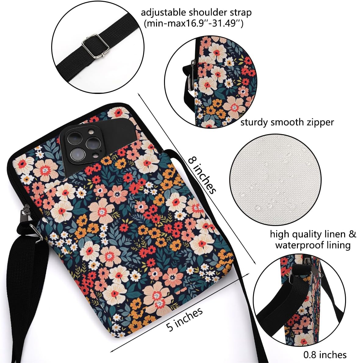 Aesthetic Crossbody Bags for Women Sling Bag Cute Small Sling Purse Bag with Adjustable Strap Outdoor Cell Phone Bags