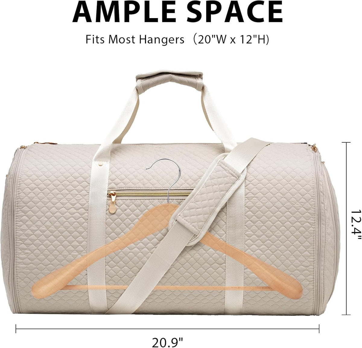 Garment Bag Carry On Convertible Travel Duffel Bag with Shoe Pouch Weekender Bag for Women Men 2 in 1 Hanging Suit Bag with Shoulder Strap Business Travel Bag (White, Standard)
