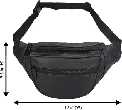 Leatherboss Genuine Leather Designer Travel Fanny Pack Holder Bag with Waist Belt, Red