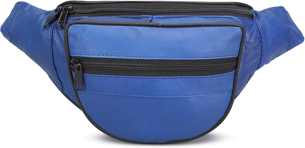 Leatherboss Genuine Leather Designer Travel Fanny Pack Holder Bag with Waist Belt, Red