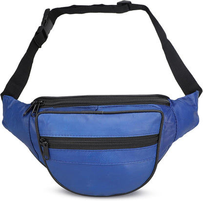 Leatherboss Genuine Leather Designer Travel Fanny Pack Holder Bag with Waist Belt, Red