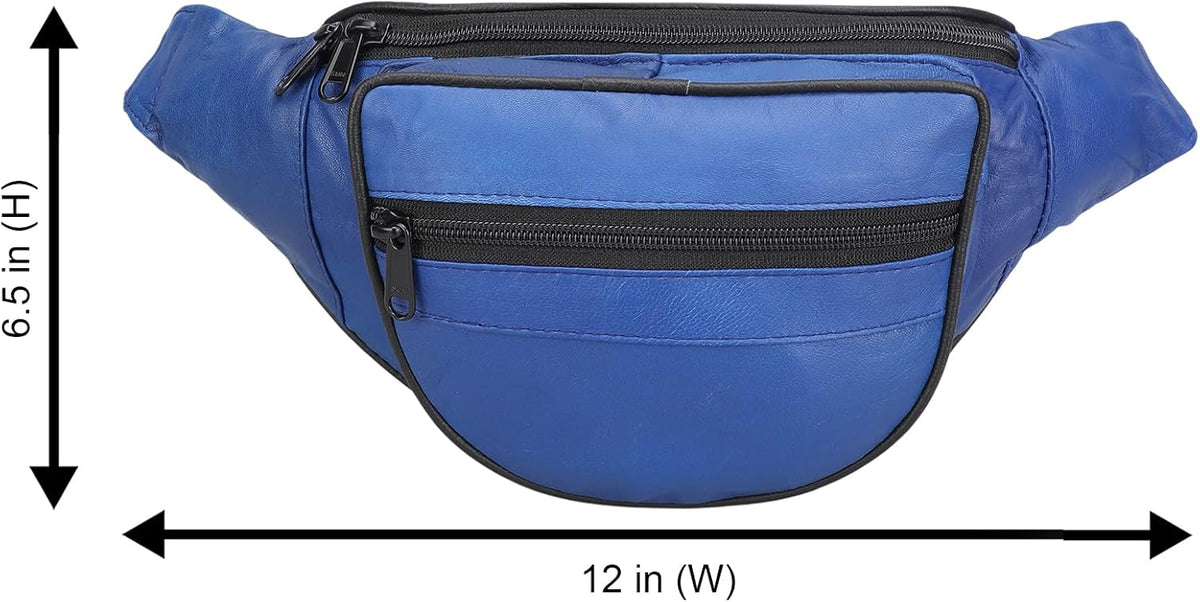 Leatherboss Genuine Leather Designer Travel Fanny Pack Holder Bag with Waist Belt, Red