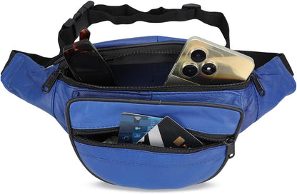Leatherboss Genuine Leather Designer Travel Fanny Pack Holder Bag with Waist Belt, Red