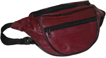 Leatherboss Genuine Leather Designer Travel Fanny Pack Holder Bag with Waist Belt, Red
