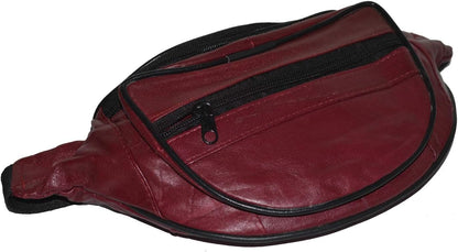 Leatherboss Genuine Leather Designer Travel Fanny Pack Holder Bag with Waist Belt, Red