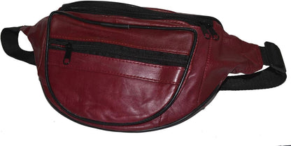Leatherboss Genuine Leather Designer Travel Fanny Pack Holder Bag with Waist Belt, Red